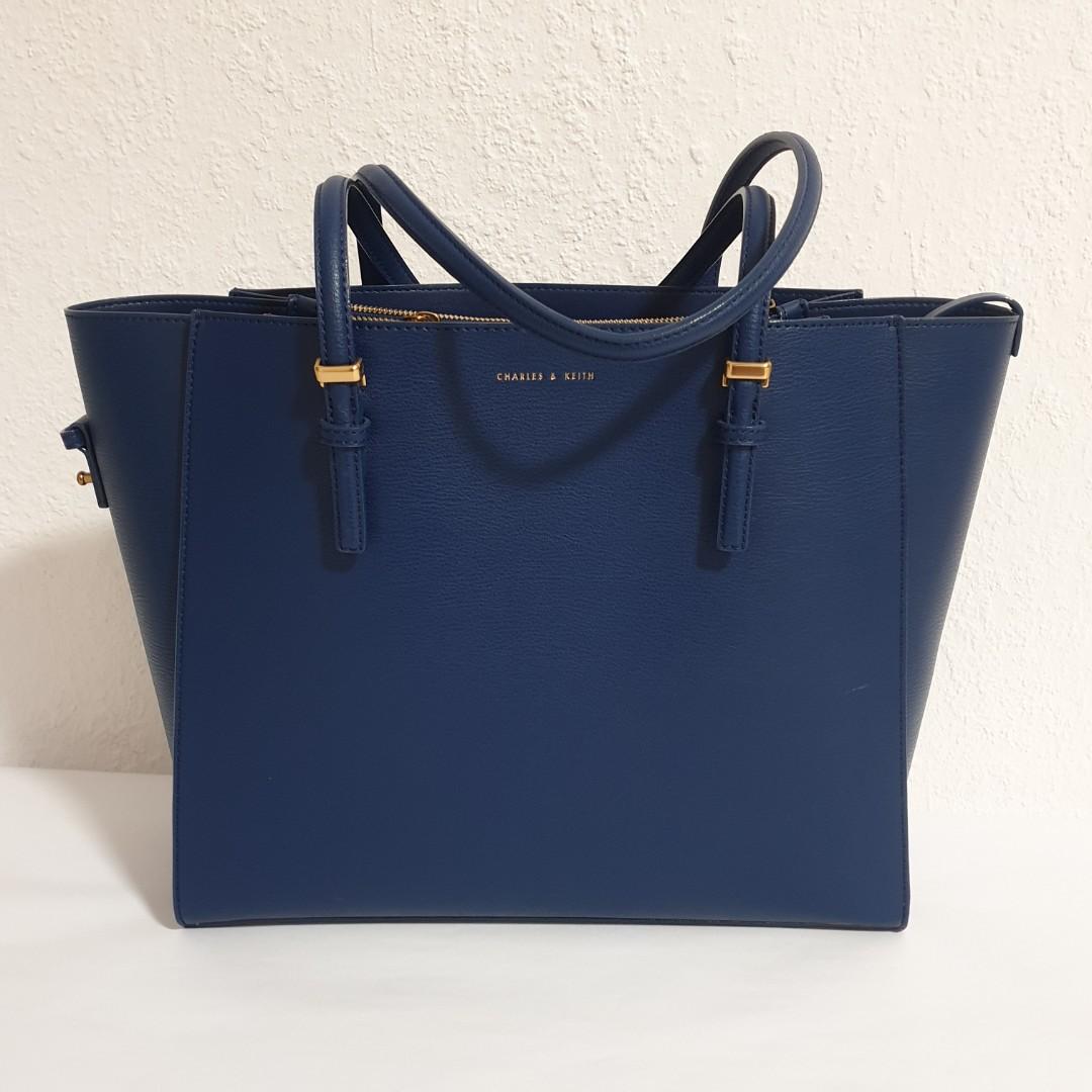 charles and keith blue handbag