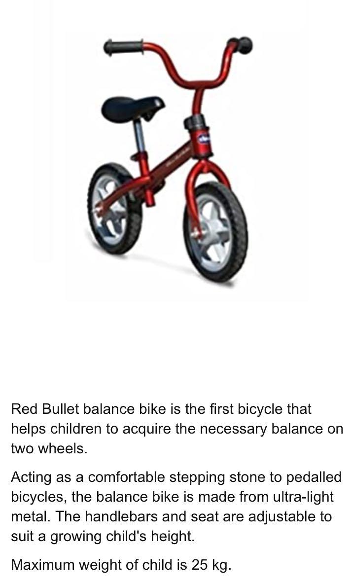 chicco red bullet balance bike set
