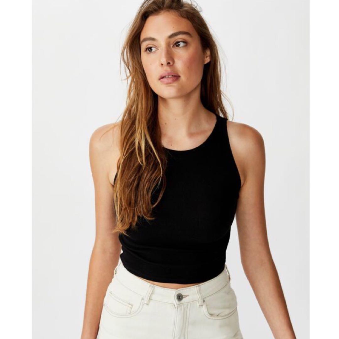 Robbie High Neck Tank (Ribbed Knit Crop 
