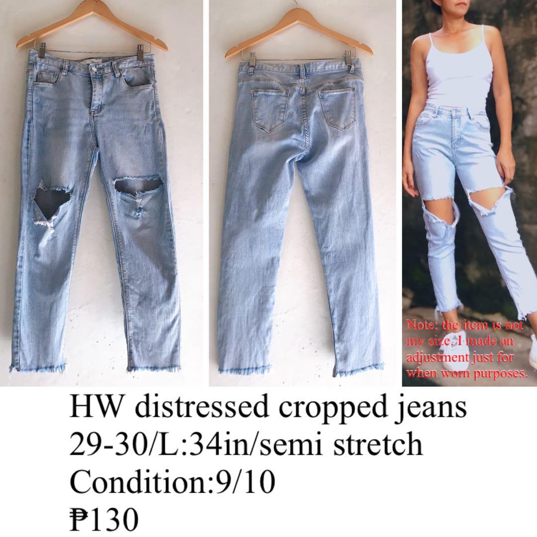 distressed cropped jeans womens