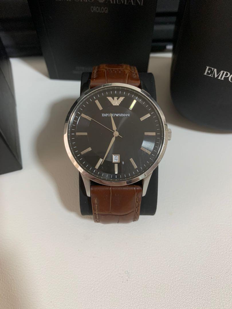 armani leather watch
