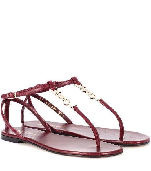 burgundy and gold sandals
