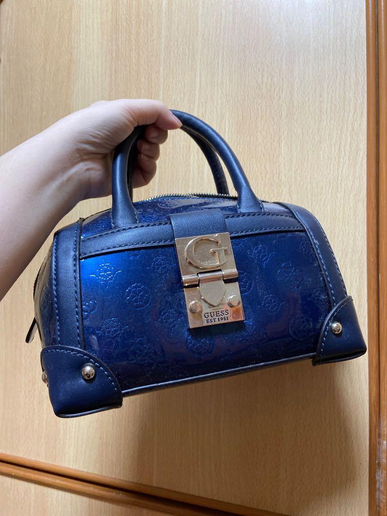 guess navy handbag