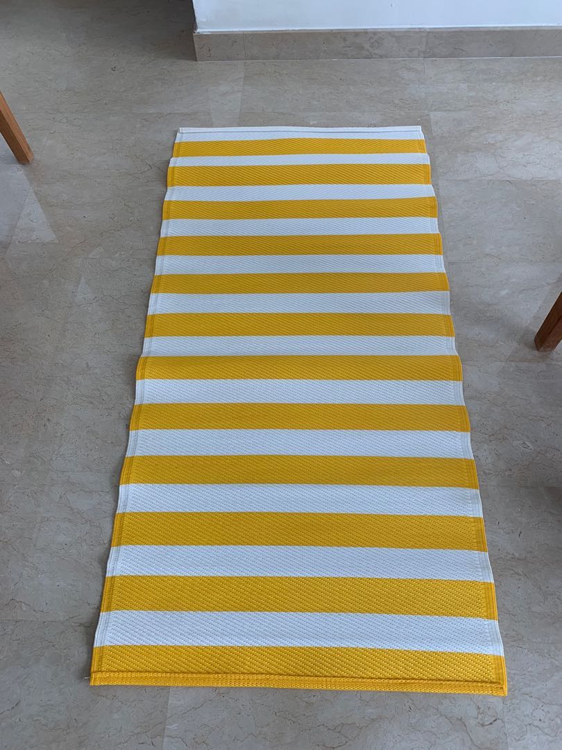 Ikea Outdoor Plastic Straw Rug Balcony Terrace yellowwhite, Furniture