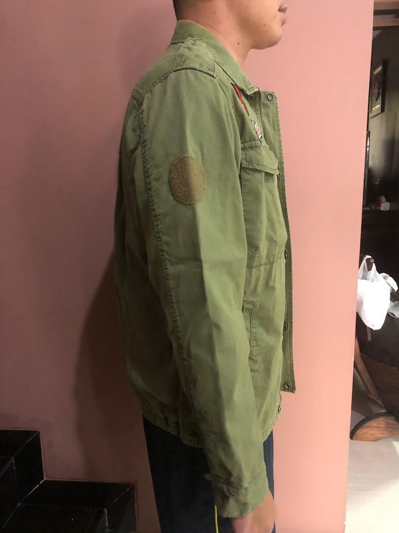 the long haul jacket in washed olive herringbone