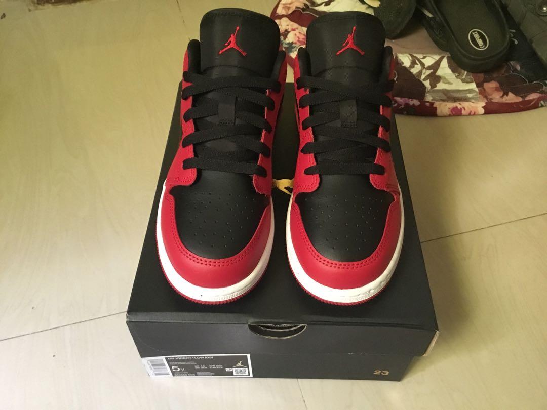 Gs Jordan 1 Low Reverse Bred Size 5y Brand New For Sale Only Men S Fashion Footwear Sneakers On Carousell