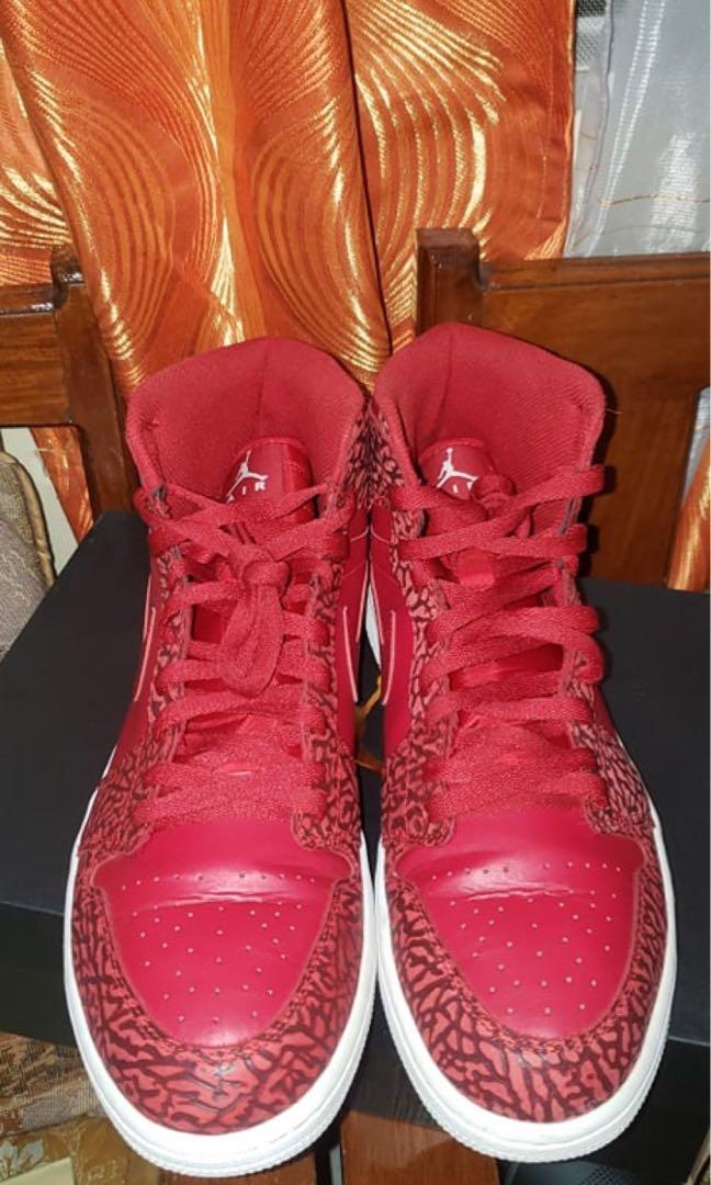 JORDAN 1 RETRO RED ELEPHANT PRINT, Men's Fashion, Footwear, Sneakers on