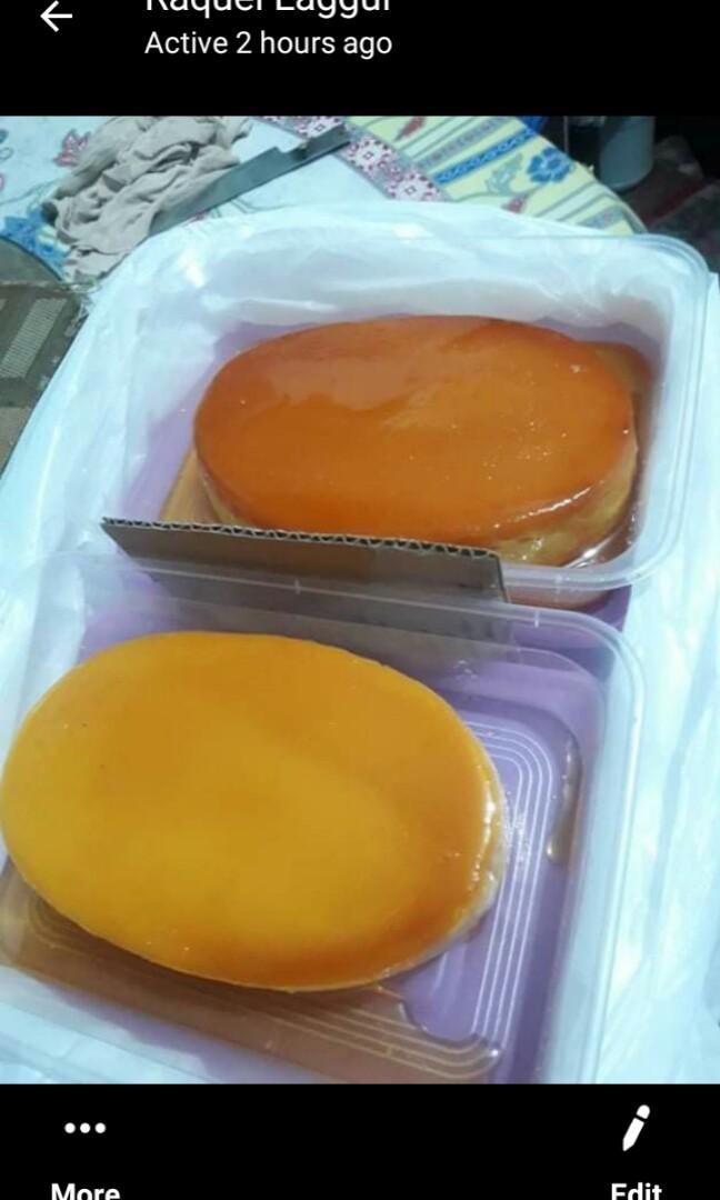 Leche Flan (Category: Local Eats) located in Manila. Submitted by blessingsandgrace (Listing ID 1018467585, Image 2). Description: creamy,very soft and thick leche flan melts in your mouth sticky rice(biko) 10pcs soft puto per order day after tomorrow it will deliver to you.