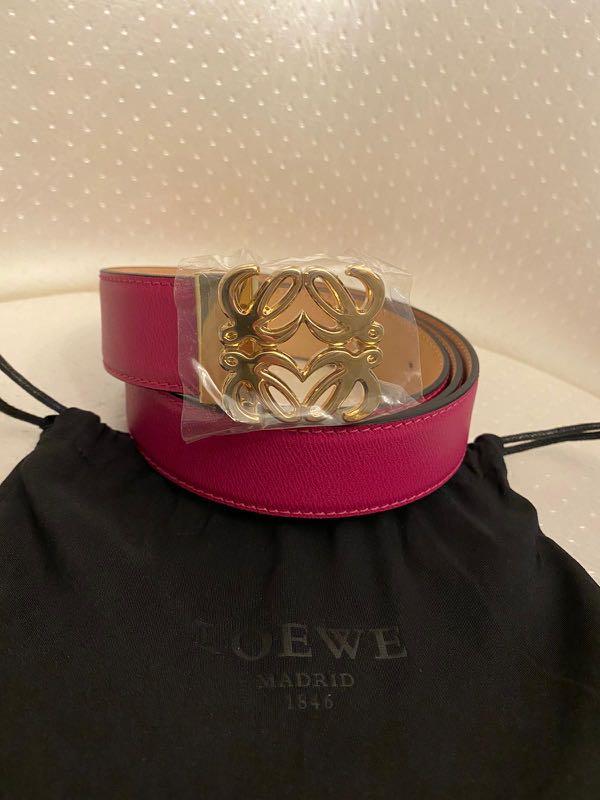 Loewe Vintage Gold Logo Fuschia Belt Authentic Women S Fashion Accessories Belts On Carousell