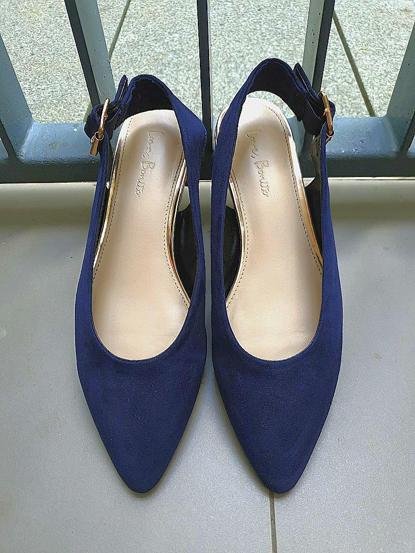 navy blue slingback flats