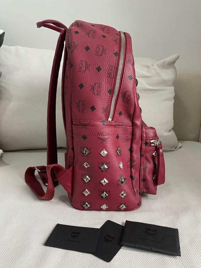 Mcm red hotsell studded backpack