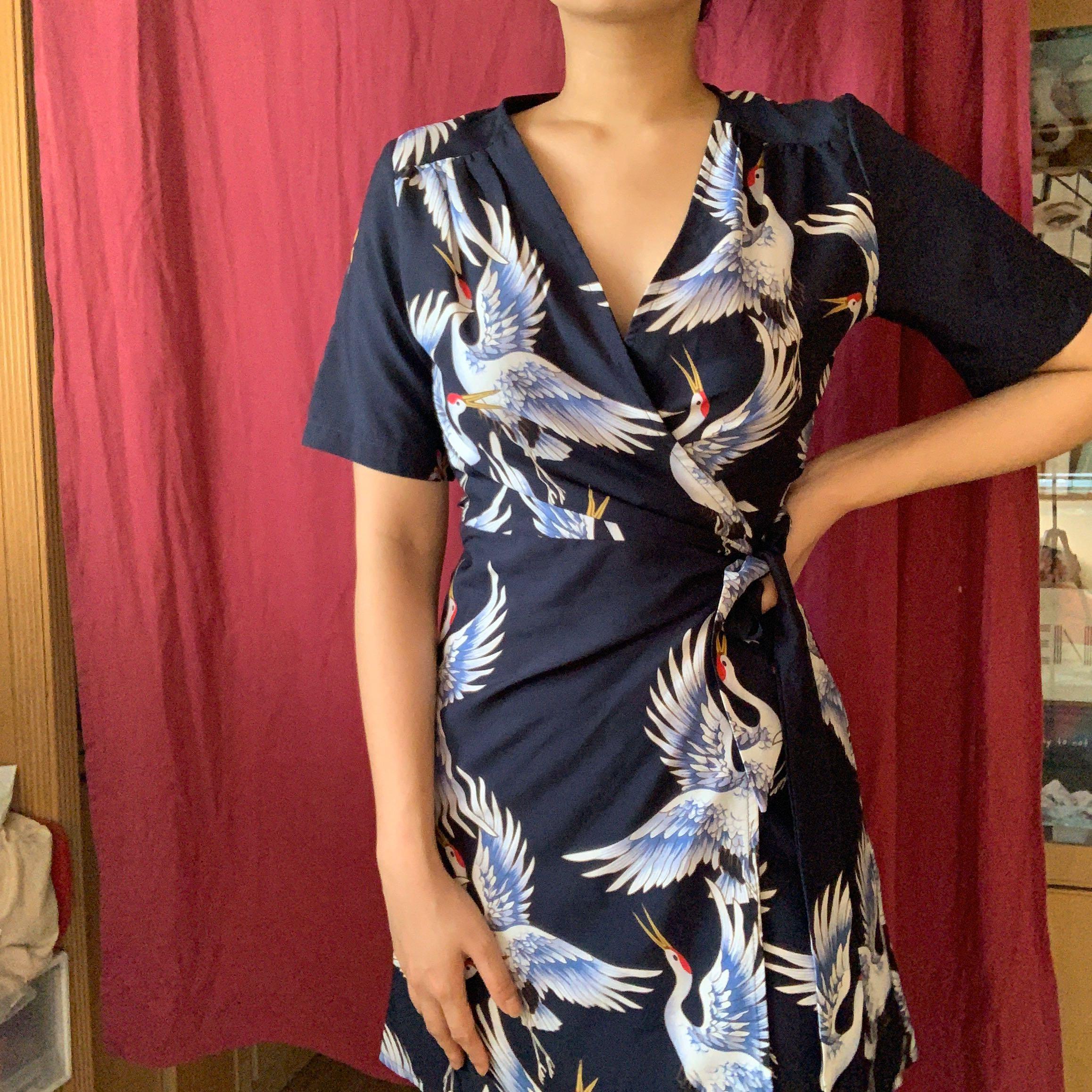 Mela London Crane Printed Dress Women s Fashion Muslimah Fashion