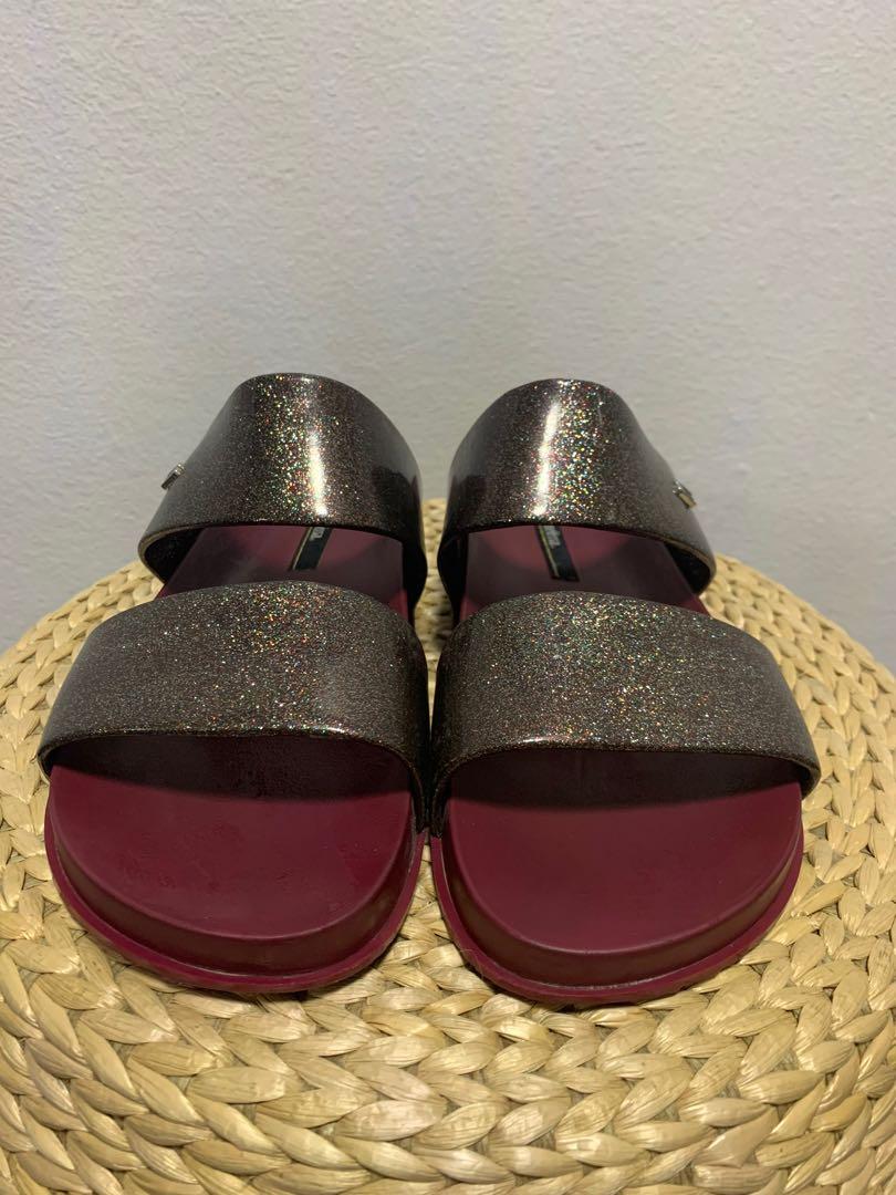 MELISSA Glitter Flip Slides Women s Fashion Footwear Flipflops