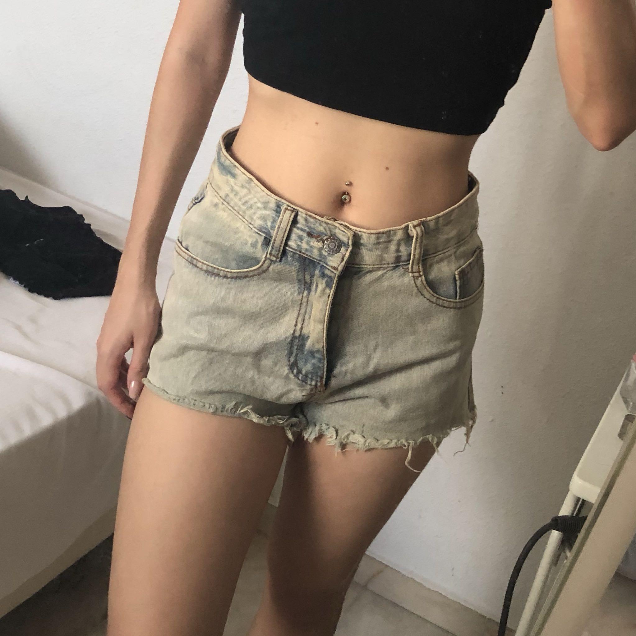 light blue high waisted shorts