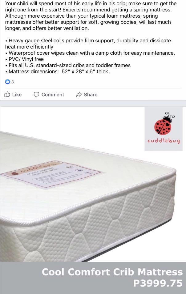 crib mattress spring frame dimensions