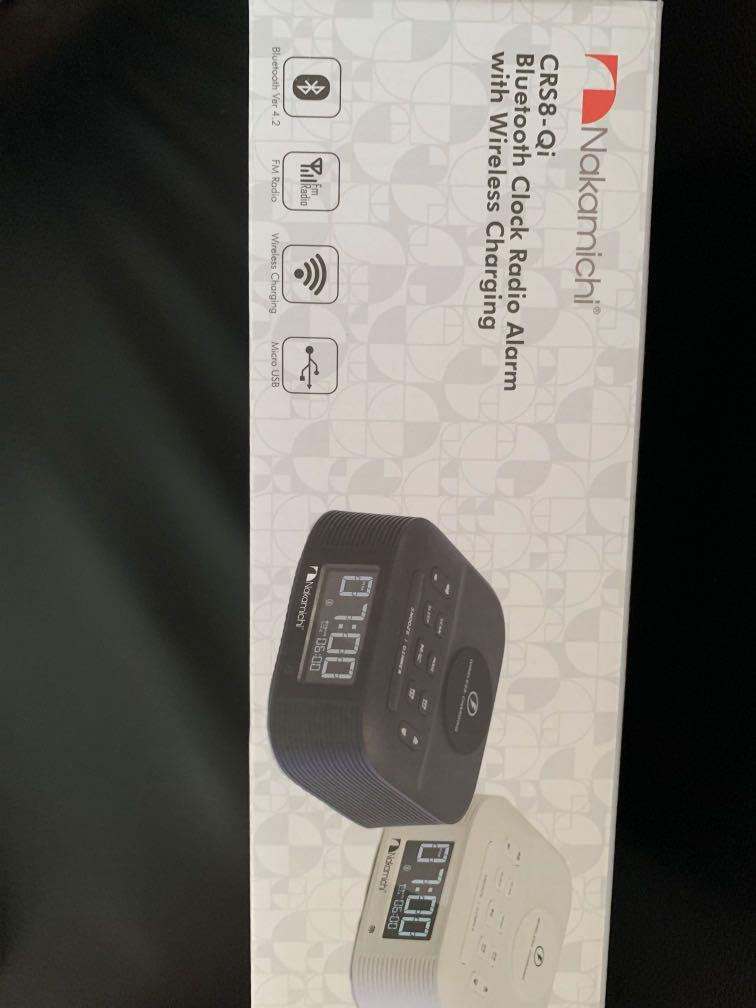 Nakamichi CRS8Qi Bluetooth Clock Radio Alarm, Furniture & Home Living, Home Decor, Clocks on
