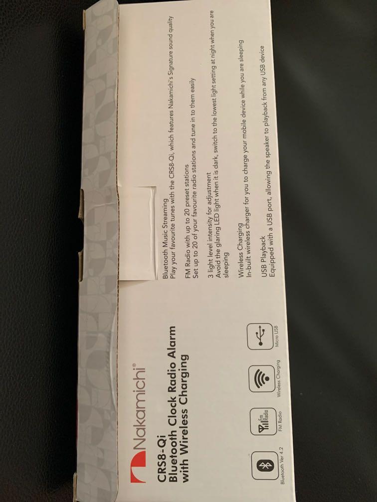 Nakamichi CRS8Qi Bluetooth Clock Radio Alarm, Furniture & Home Living, Home Decor, Clocks on