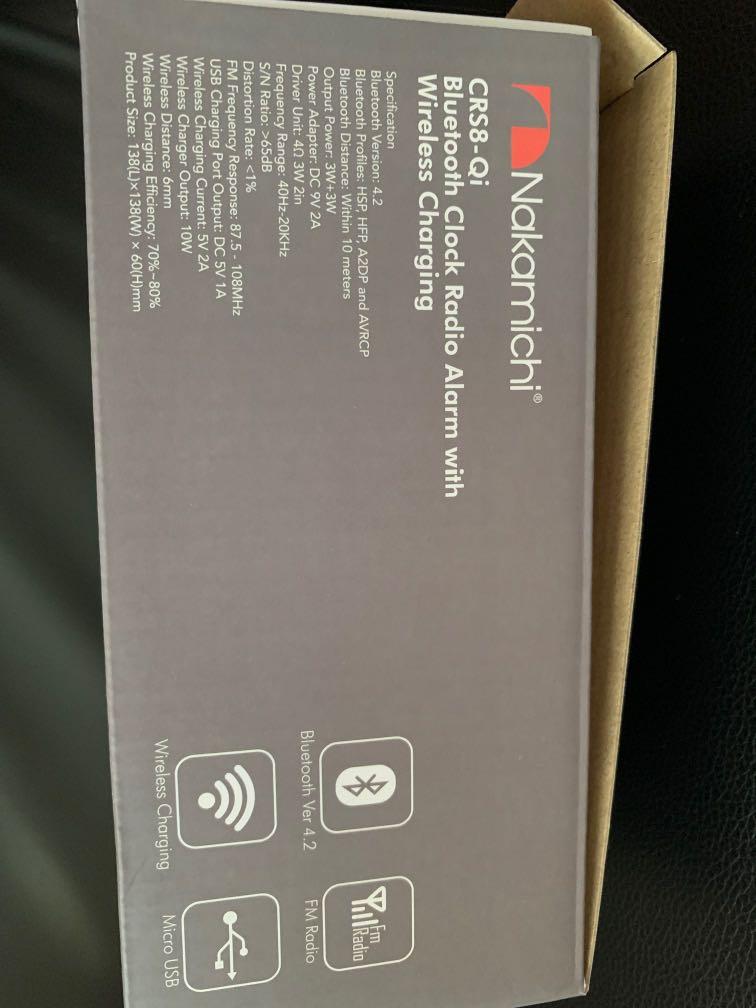 Nakamichi CRS8Qi Bluetooth Clock Radio Alarm, Furniture & Home Living, Home Decor, Clocks on