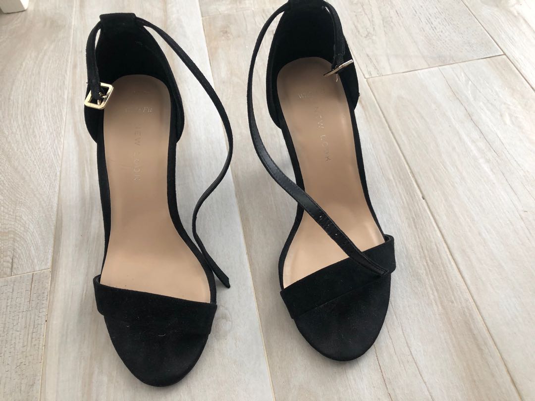 wide black heels