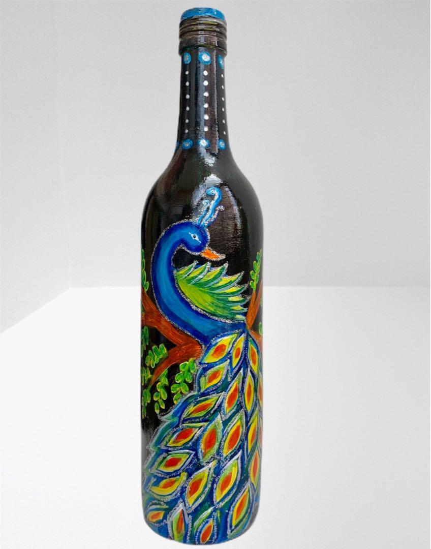 Peacock Bottle Art Vase Acrylic Hand Painting Design Craft Art Prints On Carousell I'm really enjoying experimenting with watercolour & acrylic inks, using washes to explore texture & colour. peacock bottle art vase acrylic hand painting