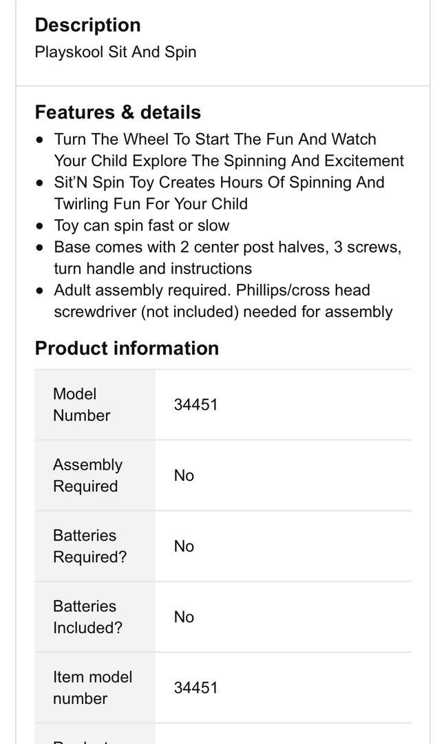 Playskool Sit & Spin, Hobbies & Toys, Toys & Games on Carousell