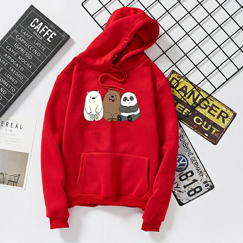 PO Oversized Hoodie Unisex Women Men Fashion We Bare Bears Bear