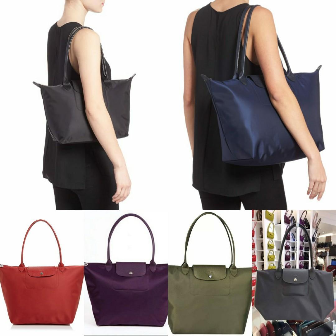 sale authentic longchamp le pliage neo long handle tote