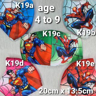 Superman & Spiderman kids mask size: 20cm x 13.5cm age 4-9