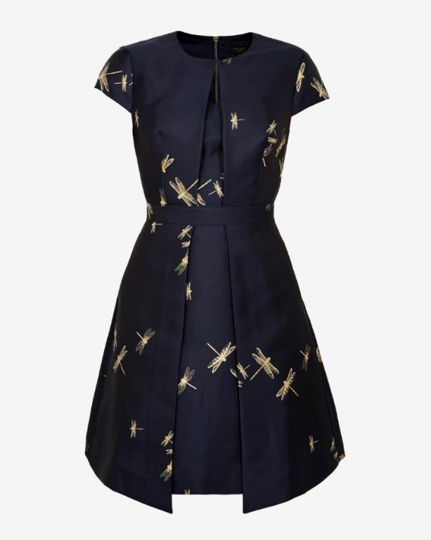 Ted Baker ARDENE Dragonfly jacquard dress Dark blue Size2 3