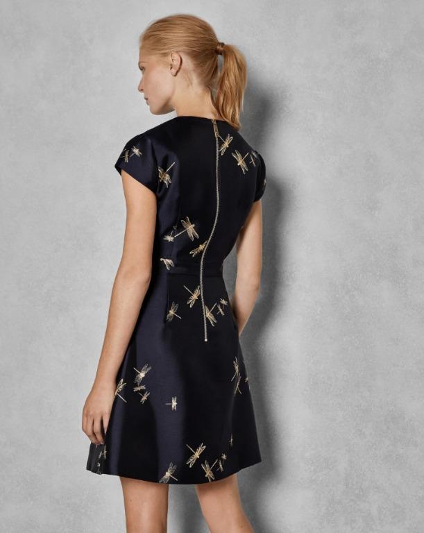 Ted Baker ARDENE Dragonfly jacquard dress Dark blue Size2 3