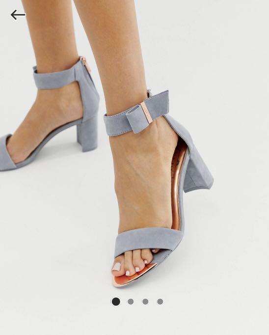 grey suede block heels