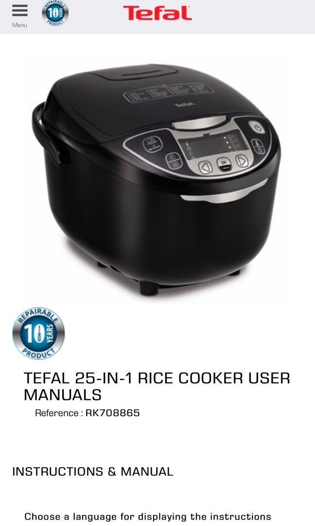 Tefal 25 in 1 Rice Cooker TV Home Appliances Kitchen Appliances Cookers on Carousell