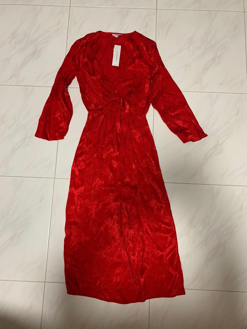 Topshop snake jacquard knot midi dress best sale
