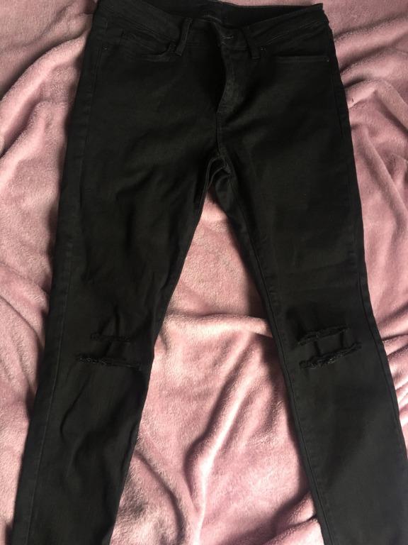 black ripped skinny shorts