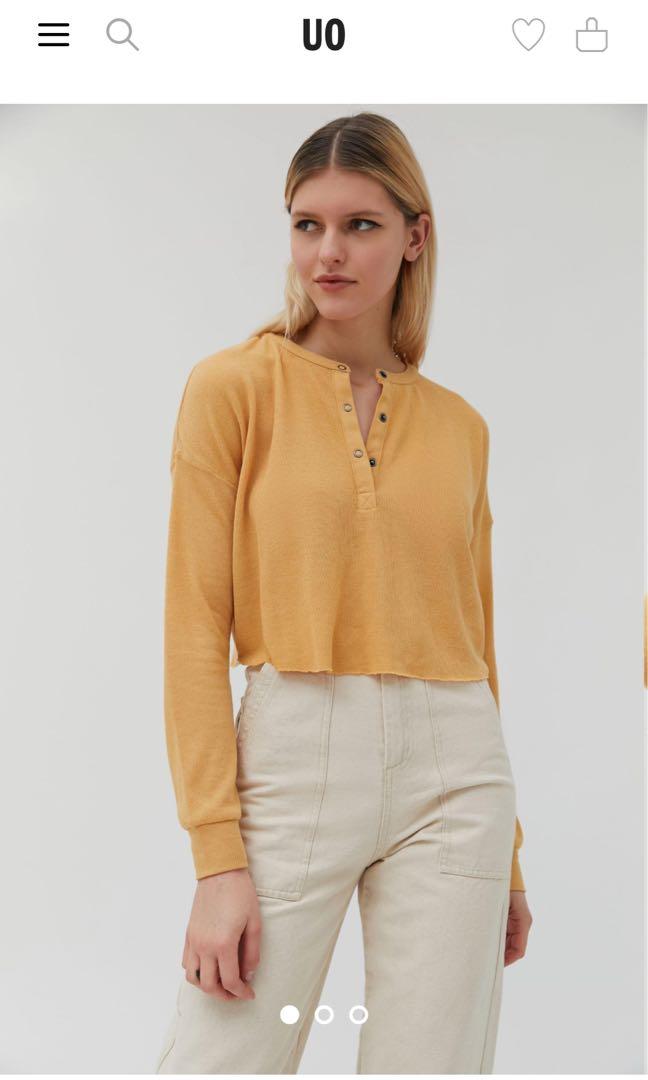 Urban Outfitters Out From Under Yellow Emmy Henley Top Women S Fashion Clothes Tops On Carousell