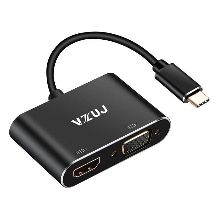 Usb C To 4k Hdmi Vga Adapter Vzuj Usb 3 1 Type C To Vga Hdmi Uhd Video Converter Adapter Compatible With Macbook Pro Dell Xps 13 Samsung S8 S9 Huawei P20 More Black Electronics Computer Parts