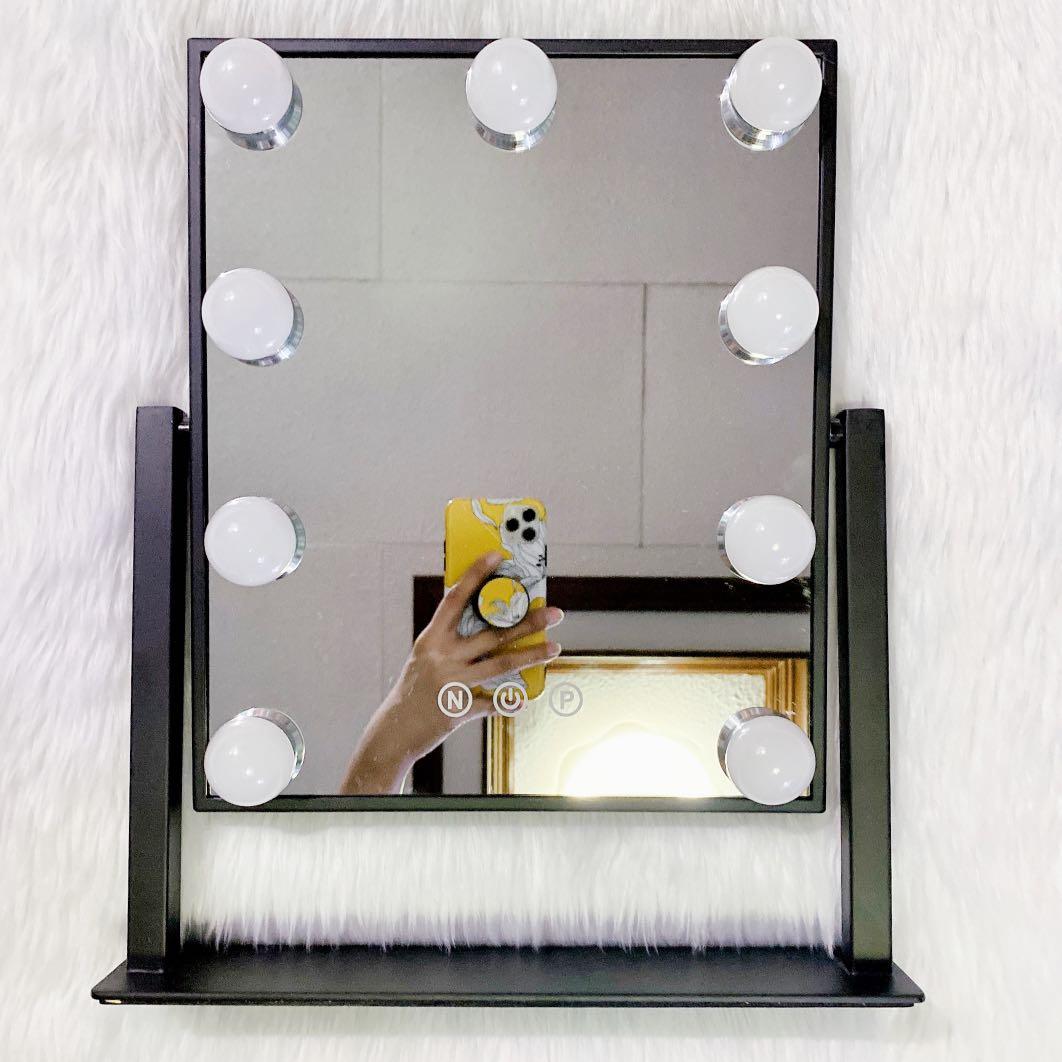 Vanity Mirror with 9 LED Bulb Lights Touch Screen Adjustable Cosmetic Tool. (Category: Lighting) located in Quezon City. Submitted by thykhloe (Listing ID 1018371751, Image 1). Description: Perfect Size - the makeup mirror is 30cm x 25cm x 7cm which is perfect size to make up. The lighted vanity mirror shows enough lights when you make up. 3 Color Lights - lighted makeup mirror is surrounded by 9 pieces LED bulbs, with warm light / day light / co