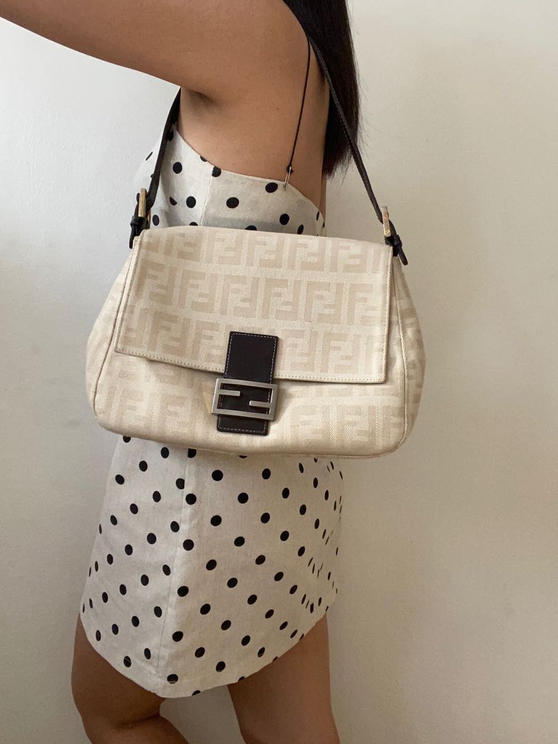 Vintage Fendi Mama Zucca Ivory Canvas Shoulder Bag, Luxury, Bags & Wallets  On Carousell