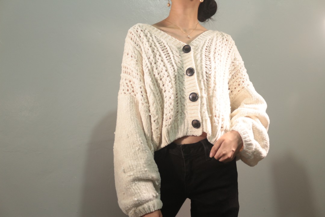 cable white sweater