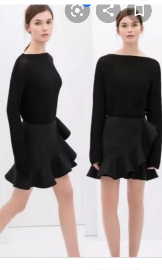 zara black ruffle skirt