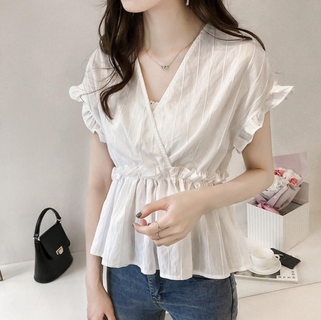 white ruffle top plus size