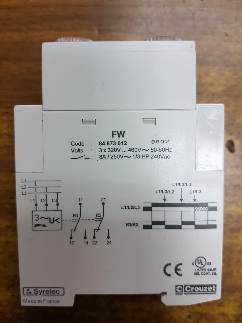 FW 84873012 phase monitoring relay, Crouzet, TV & Home Appliances, Electrical, Adaptors