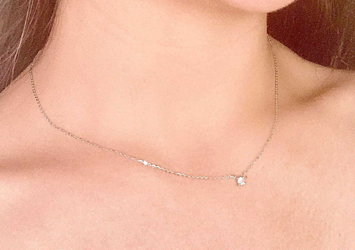 Dainty silver clearance diamond necklace
