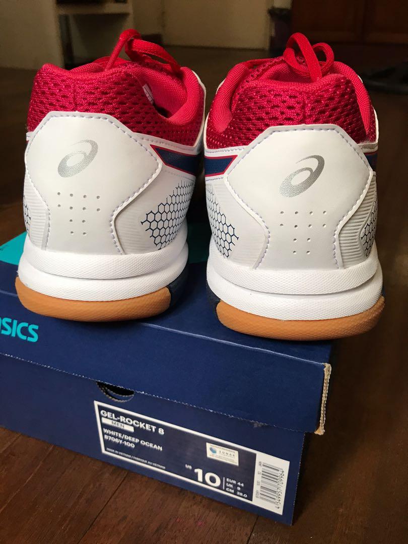 Asics gel rocket deals 8 white deep ocean