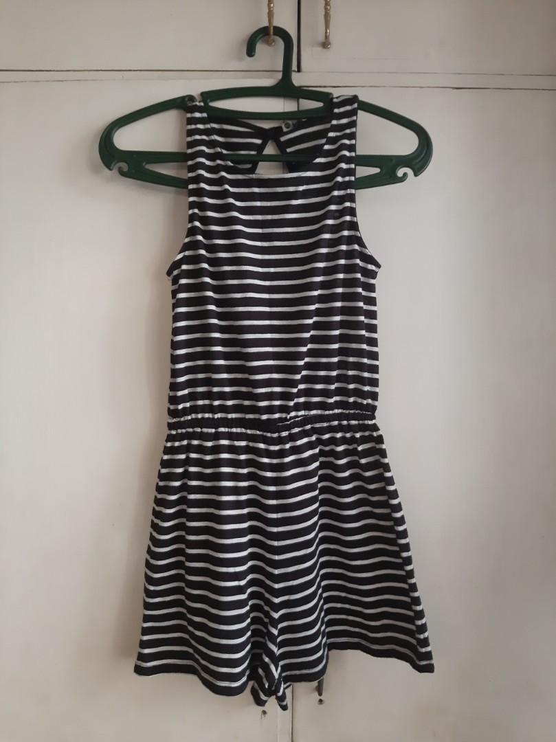 black white romper