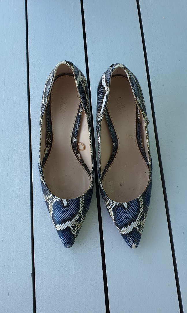 blue snakeskin heels