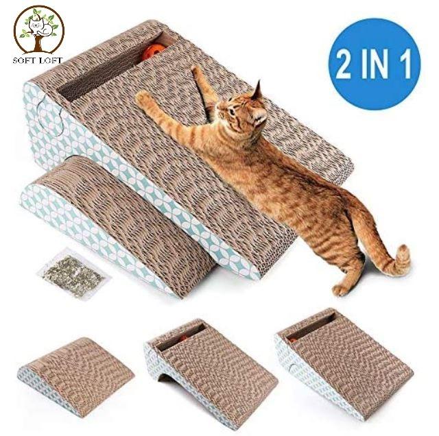 2 Pieces 2 in 1 Cat Scratching Pad Reversible Carboard Kitten Corrugated Scratcher Post for Playing Resting Napping 