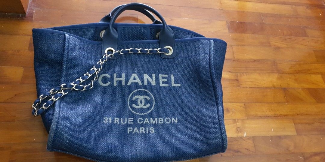 denim chanel tote bag