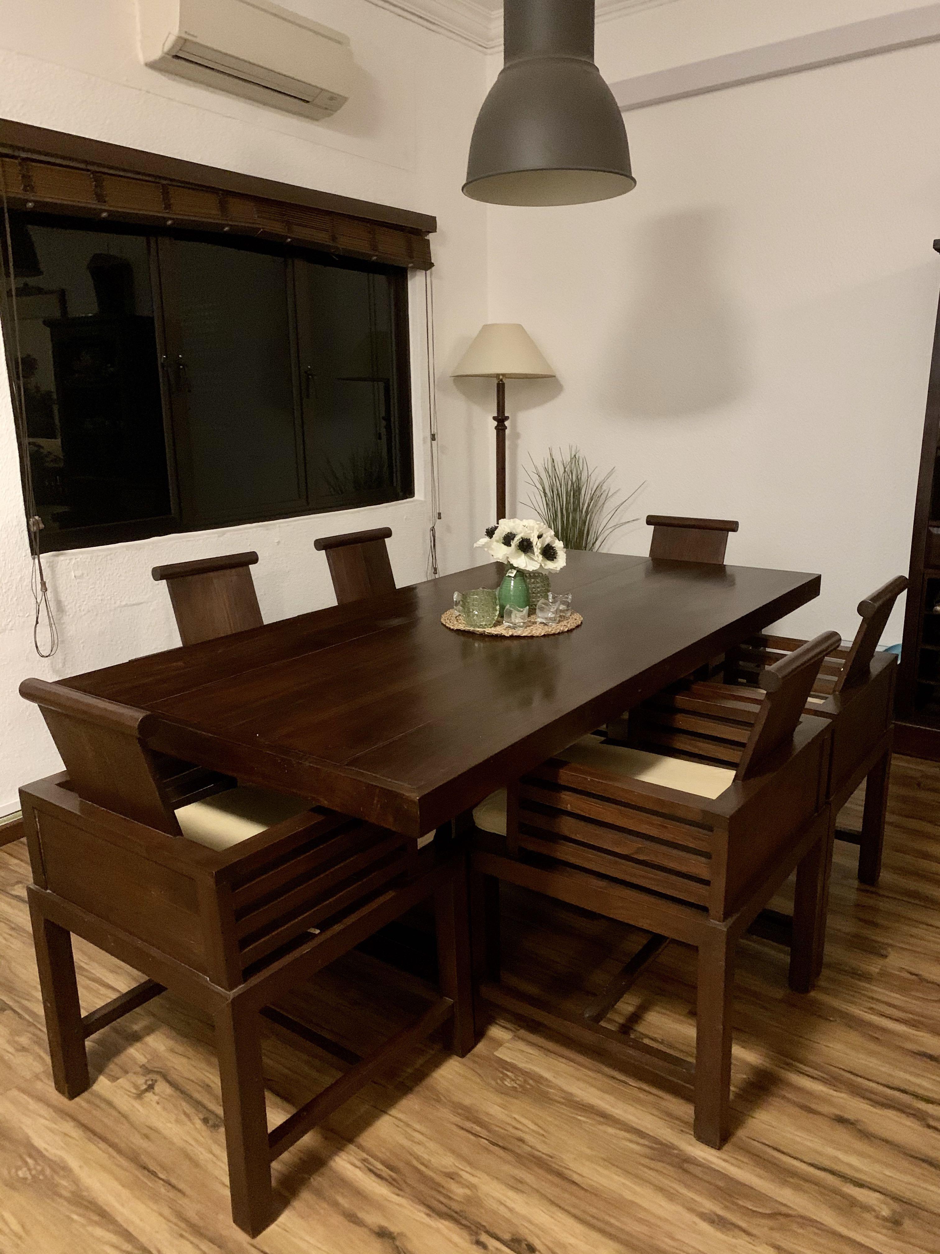 Rare High Quality Full Teak Dining Table Set Furniture Tables Chairs On Carousell