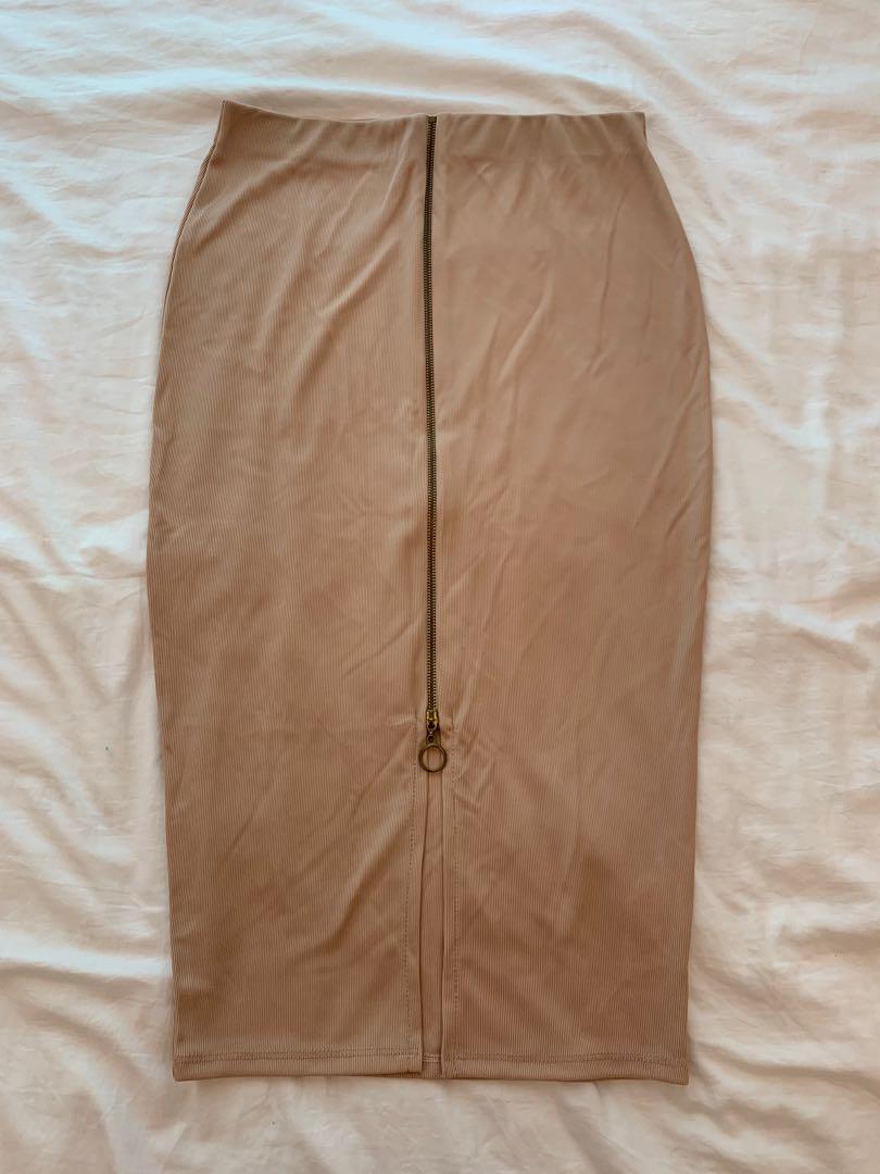 pink midi bodycon skirt